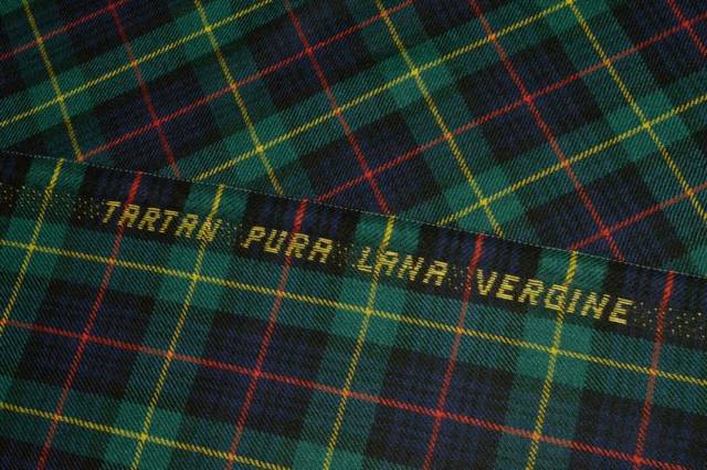Vendita on line tessuto tartan scozzese lana blu verde 0015 - tessuti abbigliamento scacchi e scozzesi