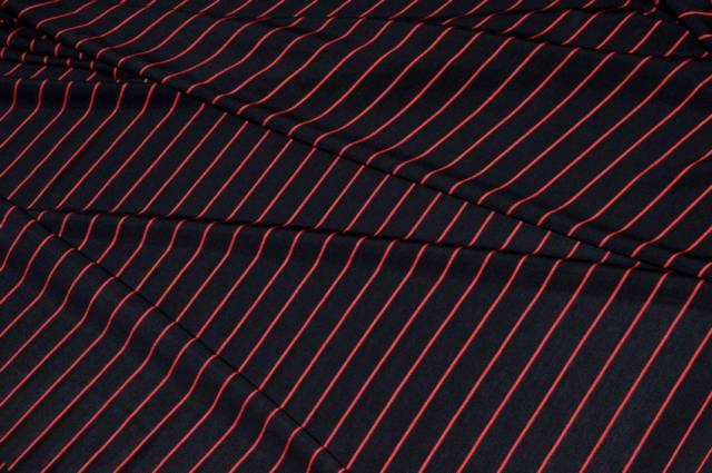 Vendita on line tessuto maglina viscosa bi-elastica fondo nero riga rossa - tessuti abbigliamento magline / jersey/tessuto in fantasia