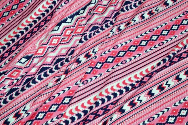 Vendita on line tessuto maglina viscosa fantasia geometrica rosa - tessuti abbigliamento viscosa fantasia