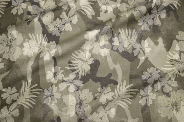Vendita on line tessuto gabardine cotone streatch fantasia floreale camouflage - cotoni fantasie e frutti
