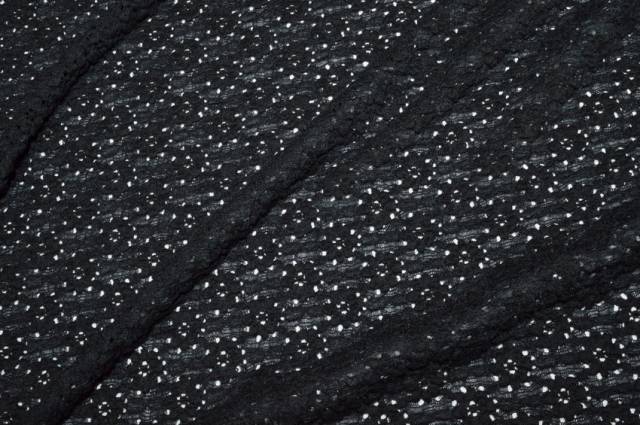 Vendita on line tessuto pizzo elasticizzato nero - tessuti abbigliamento poliestere 