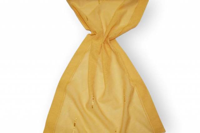Vendita on line tendino giallo oro con ricamo fill coupe - tessuti per