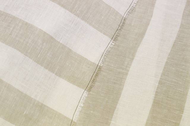 Vendita on line tessuto puro lino rigone bianco beige - tessuti abbigliamento lino