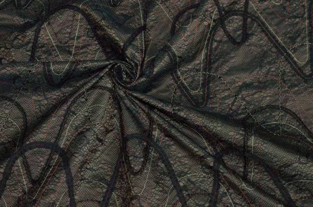 Vendita on line tessuto taffetas bronzo con rete applicata - tessuti abbigliamento poliestere 