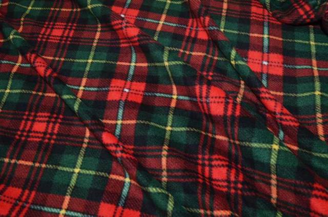 Vendita on line tessuto pile scacco rosso verde - tessuti abbigliamento in pile pile fantasia