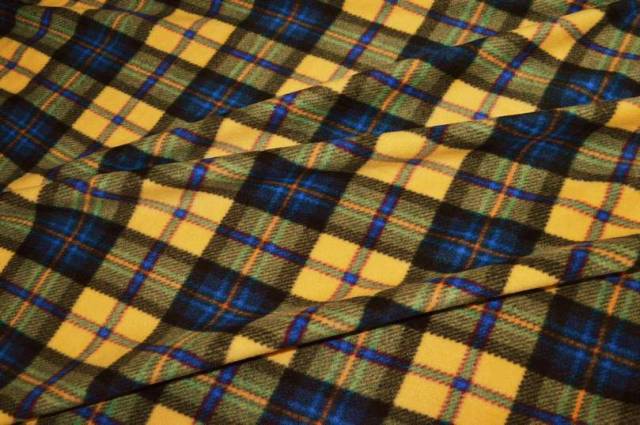 Vendita on line tessuto pile scacco giallo blu - tessuti abbigliamento scacchi e scozzesi