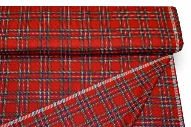 Vendita on line tessuto tartan scozzese rosso - tessuti abbigliamento lana scozzesi e quadri
