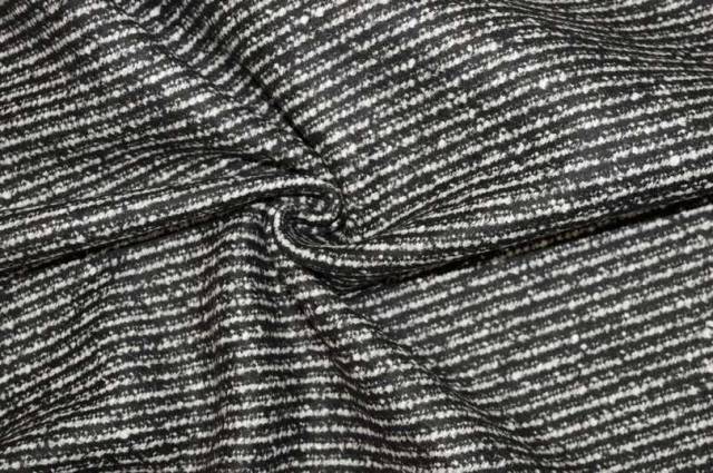 Vendita on line tessuto cappotto double effetto tweed bianco nero - tessuti abbigliamento lana