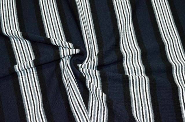 Vendita on line tessuto effetto maglia rigone blu nero - tessuti abbigliamento magline / jersey/tessuto in fantasia
