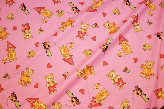 Vendita on line tessuto tela puro cotone orsetto rosa - ispirazioni neonati e bambini cotoni/lenzuolini fantasia