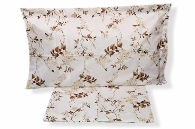 Vendita on line completo lenzuola matrimoniale mirabello modello rami di lilla variante beige - biancheria per la casa offerte