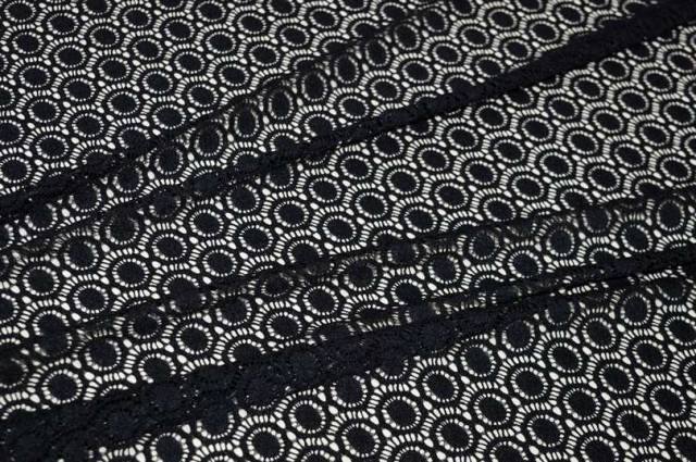 Vendita on line tessuto pizzo bielastico nero - tessuti abbigliamento ricamati e pizzi