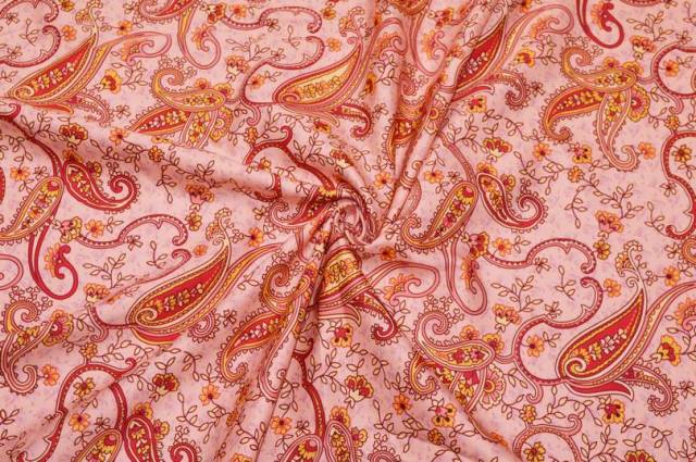 Vendita on line tessuto rasatello cotone fantasia cashmere rosa antico - cotoni fantasie e frutti
