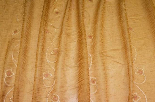 Vendita on line tessuto tenda organza stropicciata oro con ricamo fill coupe - tessuti per a metraggio classiche
