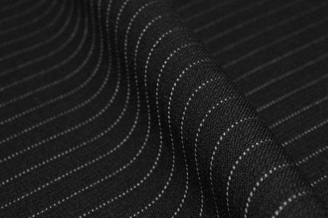 Vendita on line tessuto crepe pura lana gessato nero - tessuti abbigliamento lana uomo/tailleur