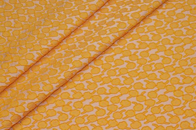 Vendita on line tessuto broccato fiore giallo - tessuti abbigliamento poliestere 