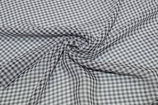 Vendita on line tessuto georgette quadretto bianco nero - tessuti abbigliamento poliestere fantasia