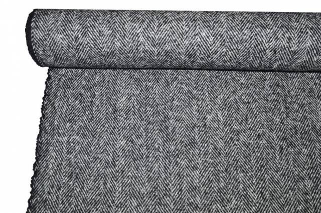 Vendita on line tessuto cappotto pura lana spinato bianco nero - tessuti abbigliamento lana