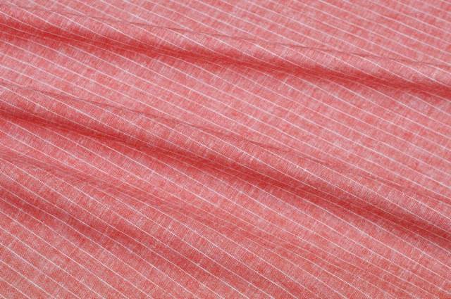 Vendita on line tessuto misto lino gessato rosso - tessuti abbigliamento lino