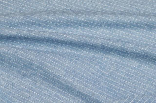 Vendita on line tessuto misto lino gessato azzurro - tessuti abbigliamento camiceria