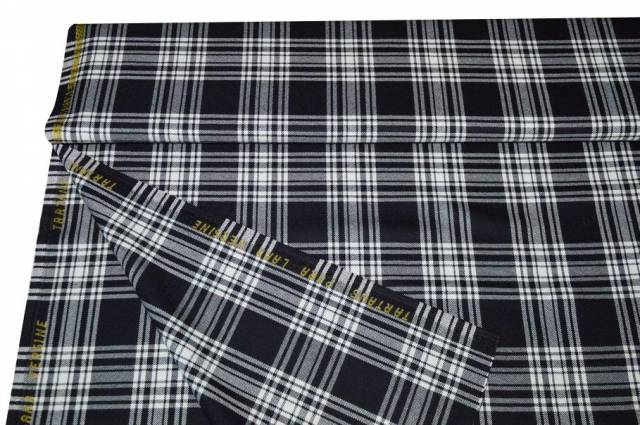 Vendita on line tessuto tartan pura lana bianco nero - tessuti abbigliamento scacchi e scozzesi