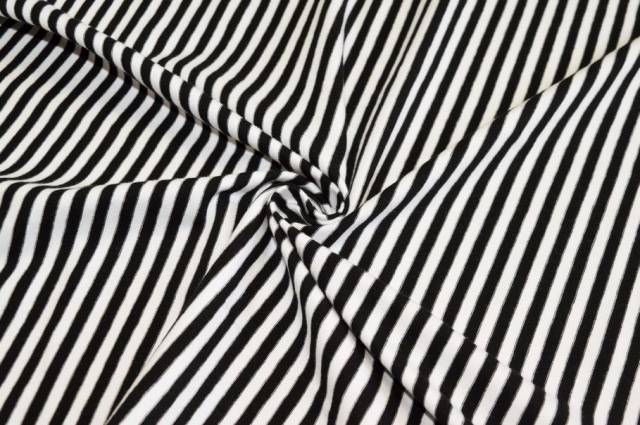 Vendita on line tessuto maglina cotone righino bianco nero - tessuti abbigliamento magline / jersey/tessuto in