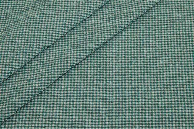 Vendita on line tessuto goffrato cotone streatch quadretto verde acqua - tessuti abbigliamento camiceria