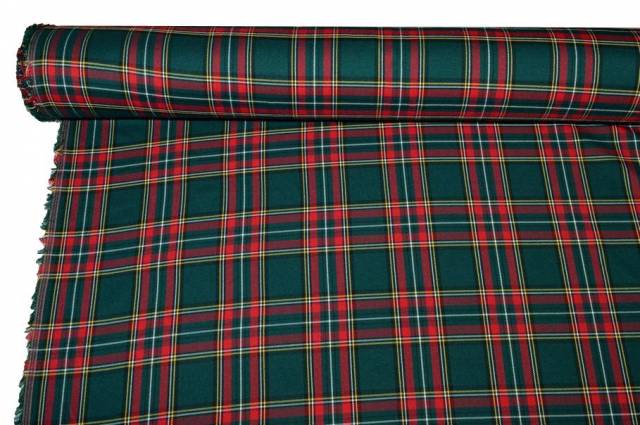 Vendita on line tessuto tartan streatch verdone rosso - tessuti abbigliamento scacchi e scozzesi streatch