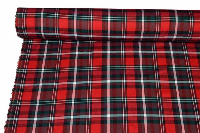 Vendita on line tessuto tartan streatch rosso nero 822 - tessuti abbigliamento scacchi e scozzesi