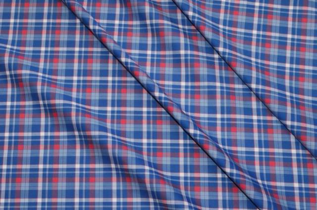 Vendita on line tessuto puro cotone camiceria scacco rosso blu - tessuti abbigliamento camiceria