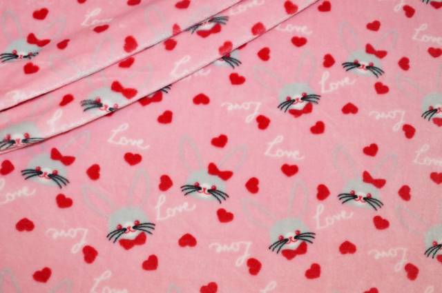 Vendita on line tessuto pile cinigliato coniglietto rosa - tessuti abbigliamento in pile