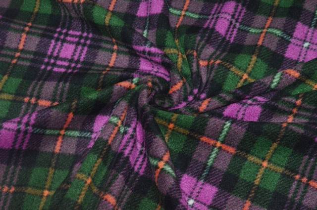 Vendita on line tessuto pile scacco viola verde - tessuti abbigliamento in pile